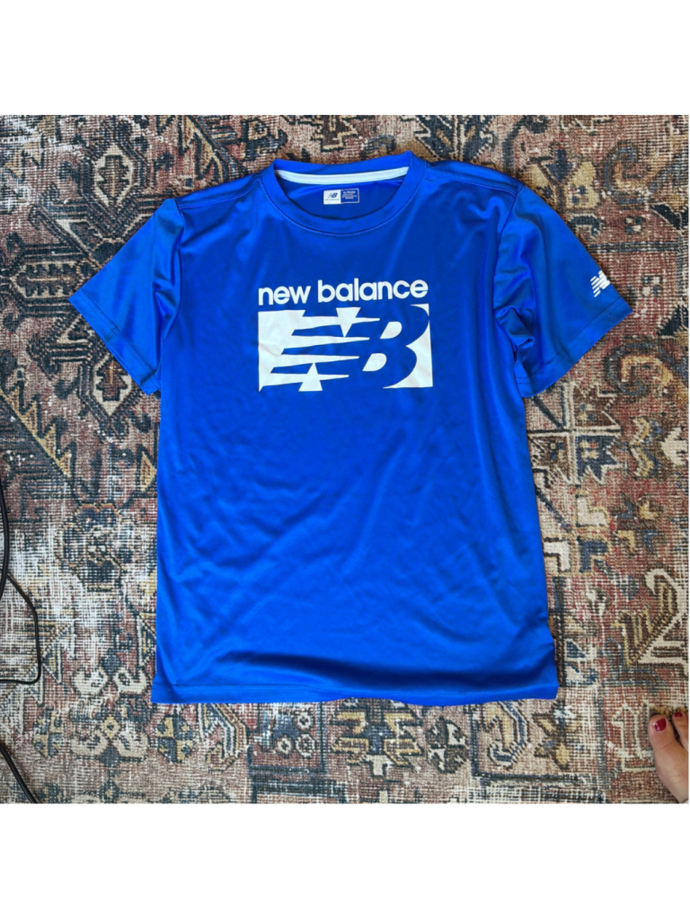 Boys New Balance Short Sleeve Tee Blue White Size XL